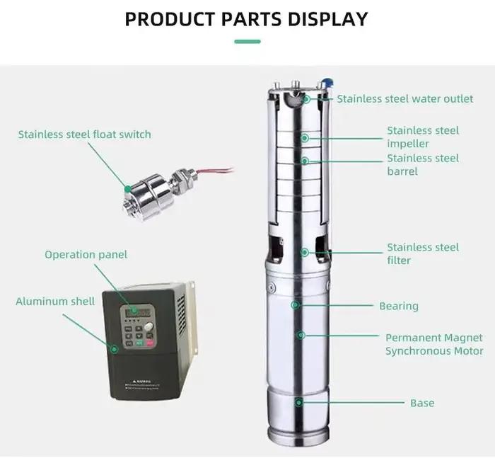 Pompe à eau solaire submersible pour puits profond de 200 m