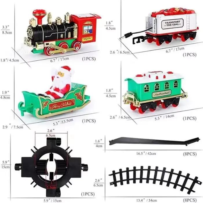 [Nouveau] Série de Noël Piste de train Piste à vapeur électrique Modèle de train Lumières Cadeaux de vacances pour enfants Musique Ensemble de train du Père Noël ;