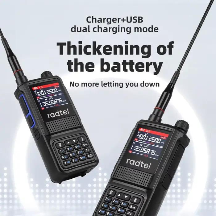 Radtel RT-470L 5W 6 bandes Radio bidirectionnelle amateur 256 canaux Talkie-walkie bande aérienne Scanner de police couleur LCD NOAA Aviation