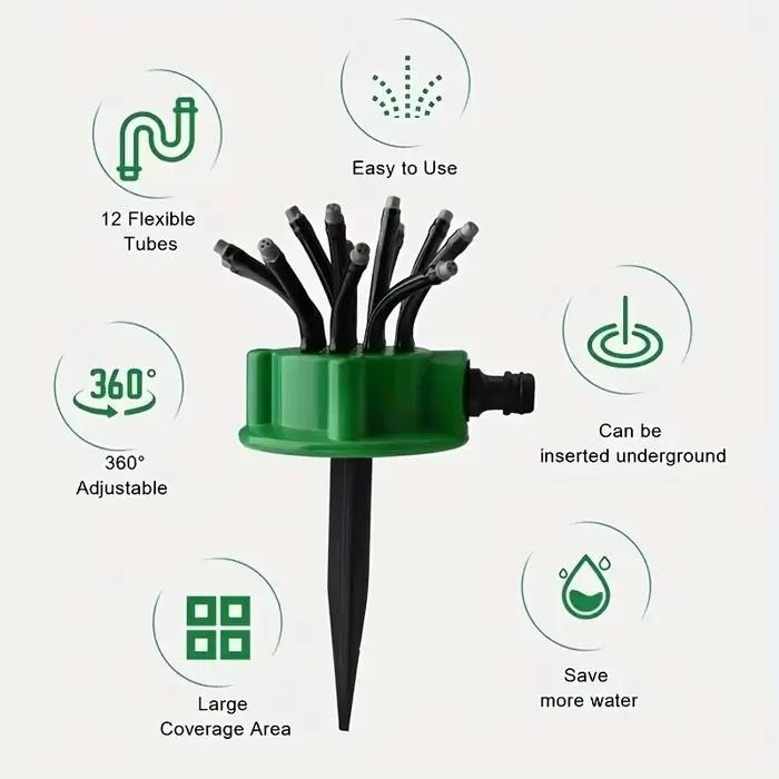 Arroseur automatique multi-têtes à 360 degrés pour jardin