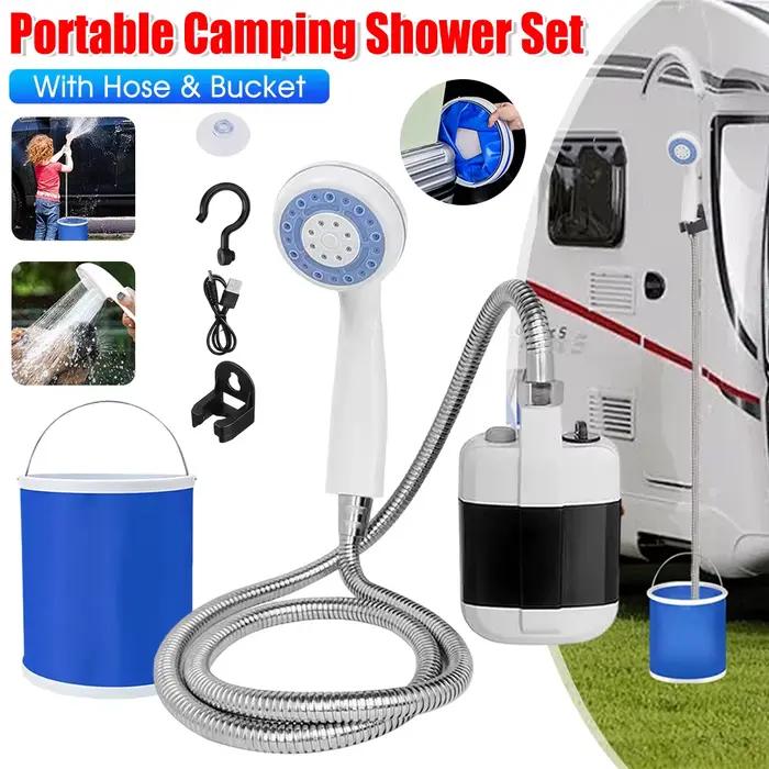 Pompe de douche extérieure avec seau de tuyau