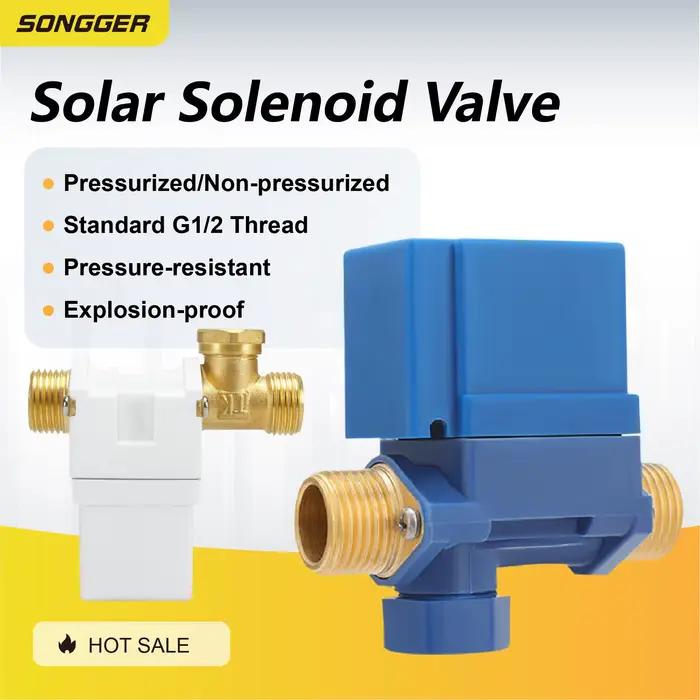 Électrovanne Universelle 12V/220V pour Chauffe-Eau Solaire Contrôle Automatique de l’Eau Raccord à Visser Facile à Installer