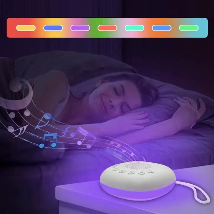 Machine à bruit blanc 2-en-1 portable USB pour bébé, 20 sons apaisants, veilleuse LED, batterie rechargeable intégrée