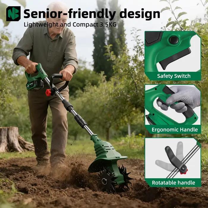 NEWBENY cultivateur de motoculteur électrique tondeuse à gazon Portable outil de tournage de sol de jardin sans fil pour broche de batterie Makita
