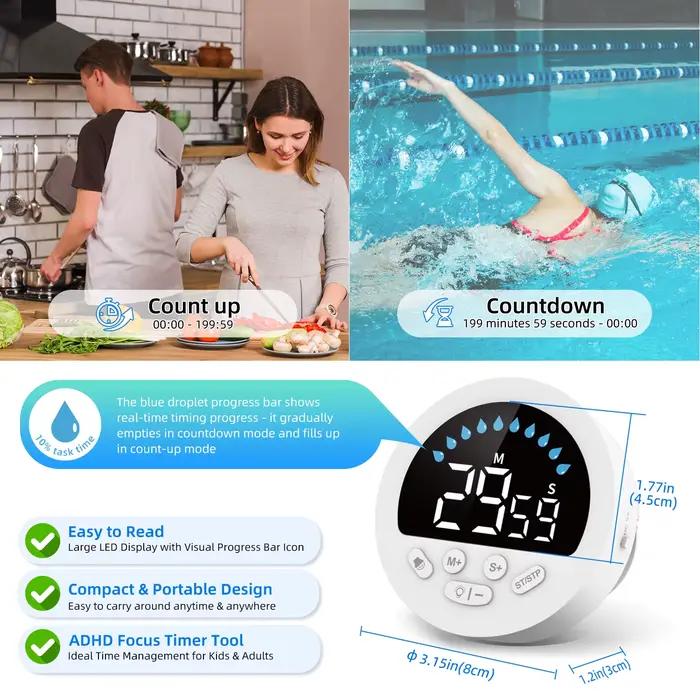 Minuteur portable étanche avec grand écran