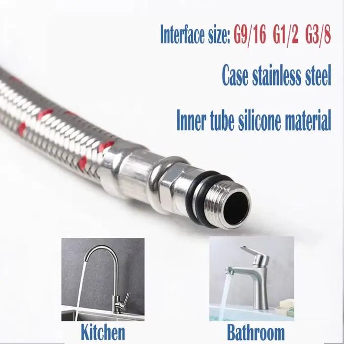 2 Tuyaux de Plomberie Flexibles de 60 cm G1/2 G3/8 G9/16
