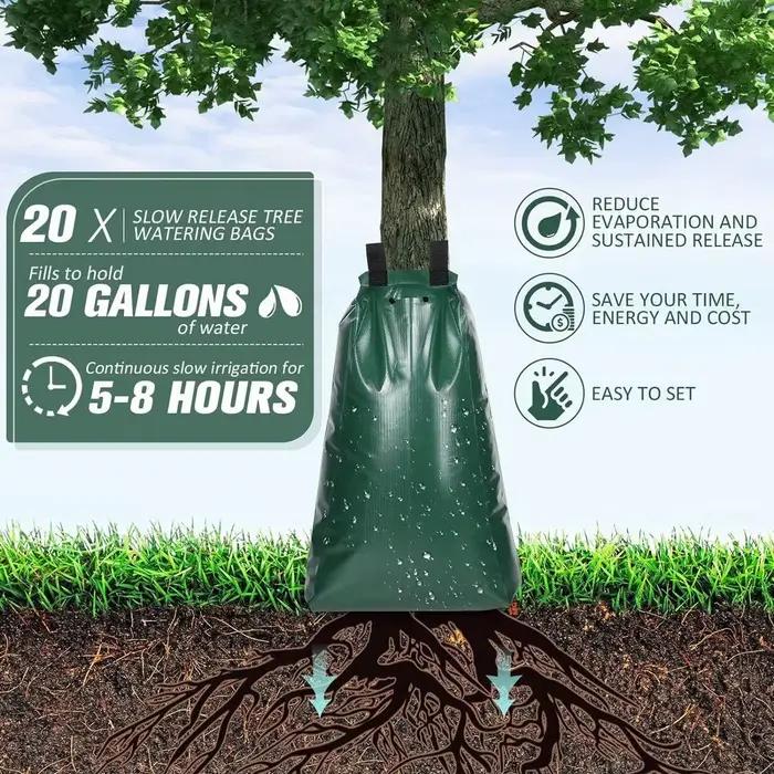 Sac d'arrosage réutilisable de 20 gallons - Système d'irrigation goutte