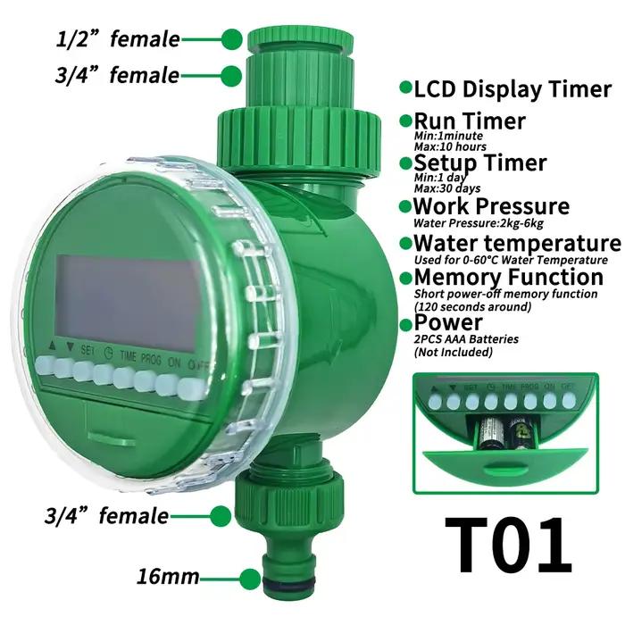 Minuterie électronique d'arrosage de jardin avec écran LCD