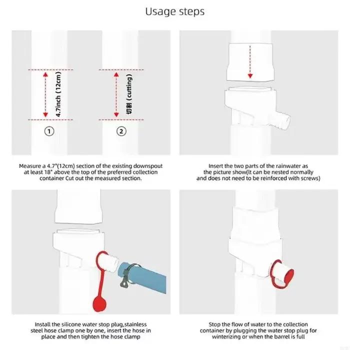 Kit de déviateurs d'eau de pluie polyvalents pour tuyaux de descente