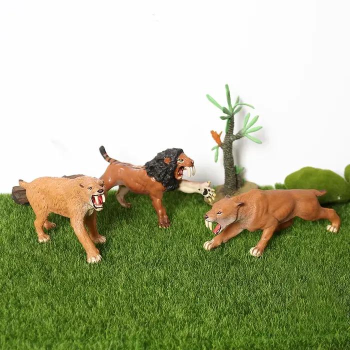 Figurine réaliste d'animal préhistorique Smilodon mamuthus Lisowicia, rhinocéros en laine, modèle sauvage, jouets éducatifs