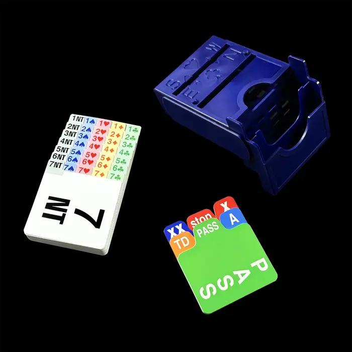 Bridge Partner – ensemble de 4 appareils d'enchère, boîte d'enchère de couleur bleu ciel, comprend des cartes de jeu en papier, en tournage officiel