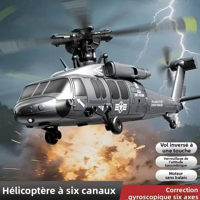 JJRC 6CH RC hélicoptère U9901 UH-60L 6 axes Aileron-free Design Fighter Jet avec moteur sans brosse altitude maintenir flux optique une clé décollage 3D rouleau avionToy pour enfants et adultes cadeau