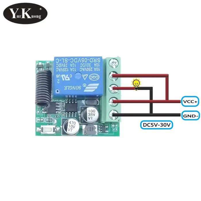 Commutateur à télécommande DC5V-30V récepteur DC12V-24V émetteur à distance DC12V 14V 18V 24V 1527 PCB conseil installent le bouton externe