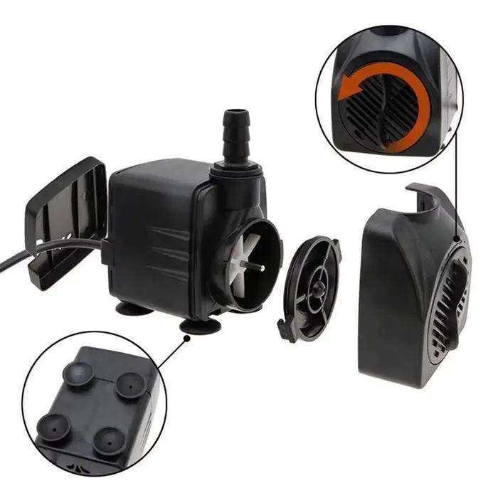 Pompe à eau submersible noire ultra-silencieuse avec ventouse réglable pour étangs
