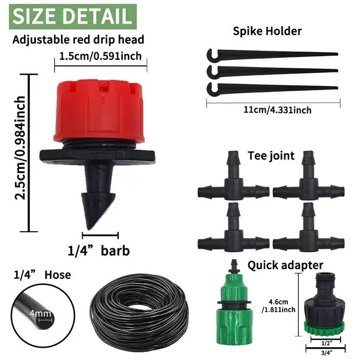 Kit d'arrosage automatique de 20 m avec goutteurs réglables pour jardin
