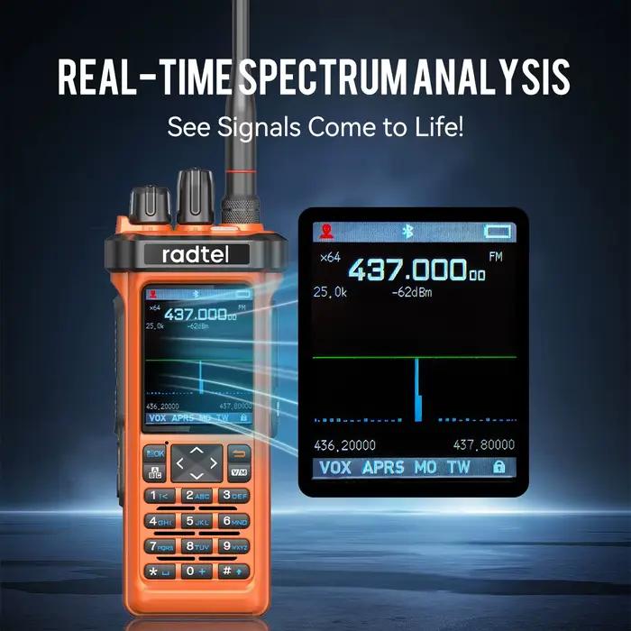 Radtel RT-950 PRO Orange + câble de programmation talkie-walkie avec GPS APRS 10W Bluetooth programmation téléphonique Radio amateur RT-950PRO SSB