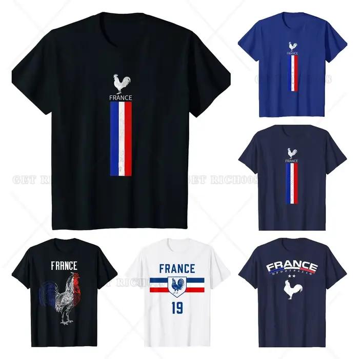 T-Shirt Décontracté en Coton de l'Équipe de Football de France, 03/4 Saisons