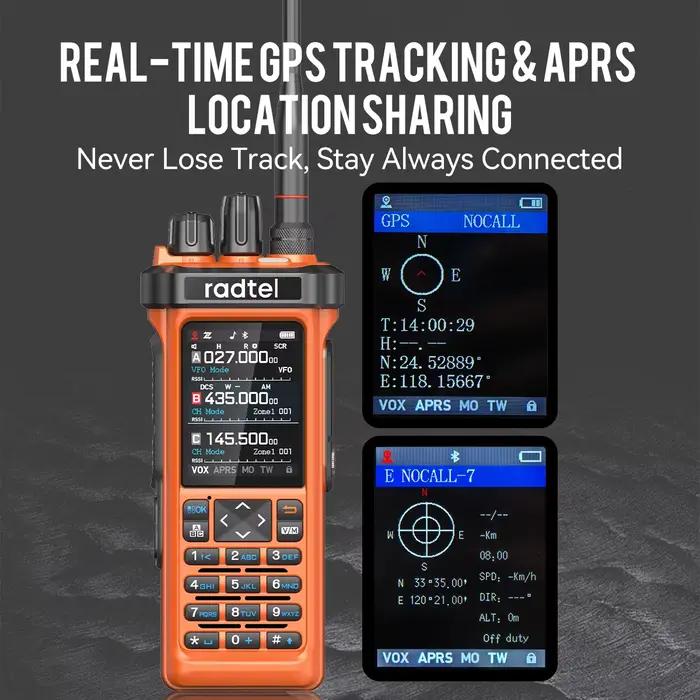 Radtel RT-950 PRO Orange + câble de programmation talkie-walkie avec GPS APRS 10W Bluetooth programmation téléphonique Radio amateur RT-950PRO SSB
