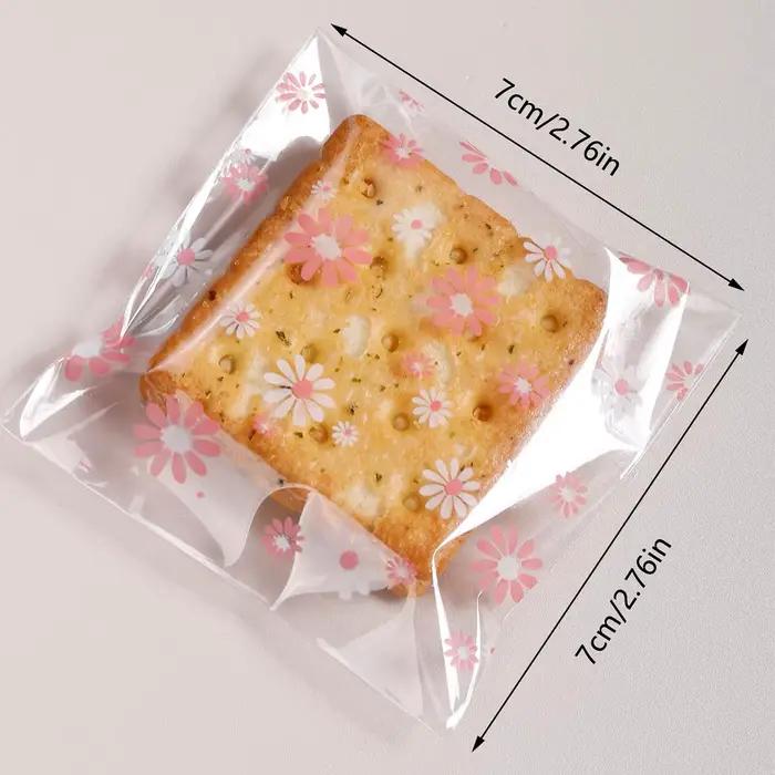 Sacs d'emballage en plastique, 100 pièces, sacs auto-adhésifs à fleurs pour Biscuits, bonbons, biscuits, bijoux, emballage cadeau