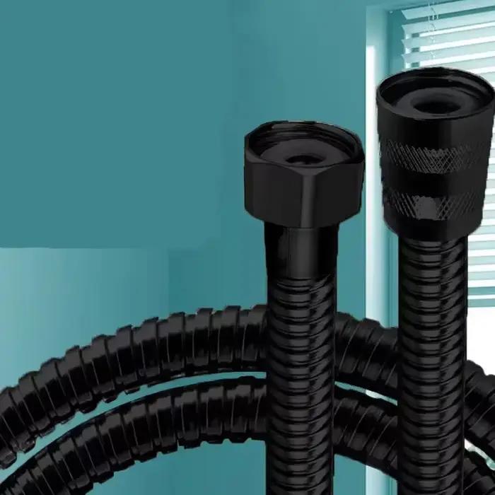 Tuyau nouveau tuyau d'arrosage tuyau d'eau de jardin Flexible SUS304 tuyaux de douche noir accessoires salle de bains 1.5/2M Extension extensible