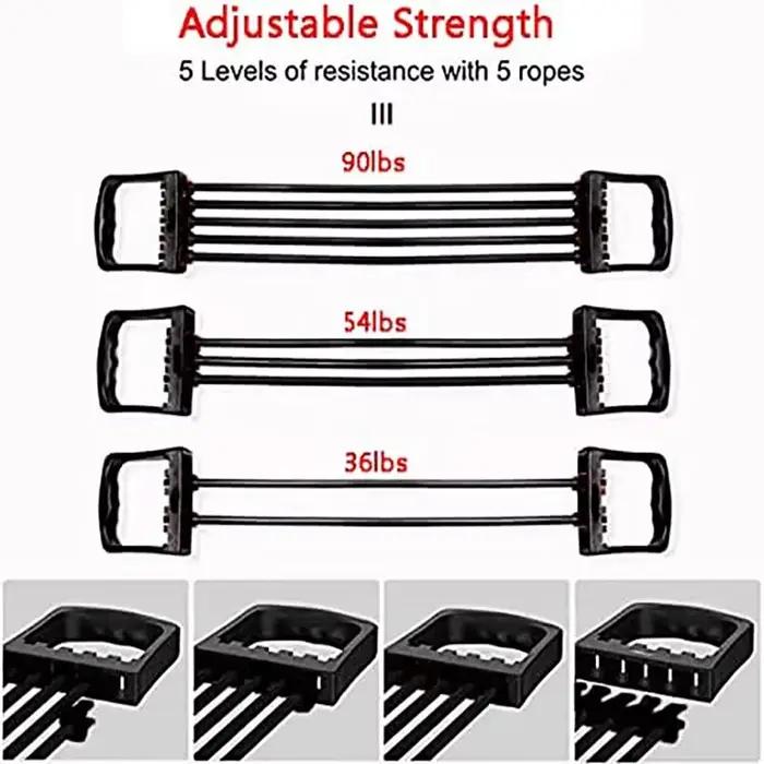 Ensemble d'entraînement complet du corps – Extenseur de poitrine avec 5 bandes de résistance amovibles pour Pilates, pompes et entraînement musculaire – Renforcer