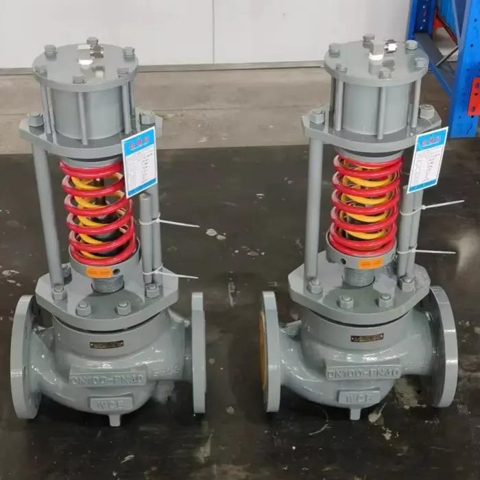 Vanne de régulation de pression auto-régulante en acier inoxydable pour applications de gaz.