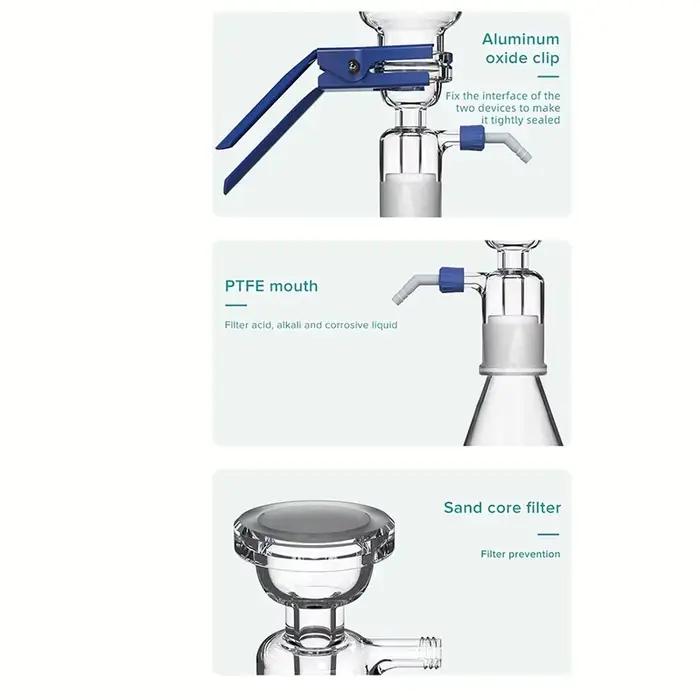 ANLAB-Tête de Filtrage en Verre pour Appareil à Vide de 1000ml, Filtre à Membrane, Équipement de Filtrage à Noyau de Sable, Verrerie de Laboratoire
