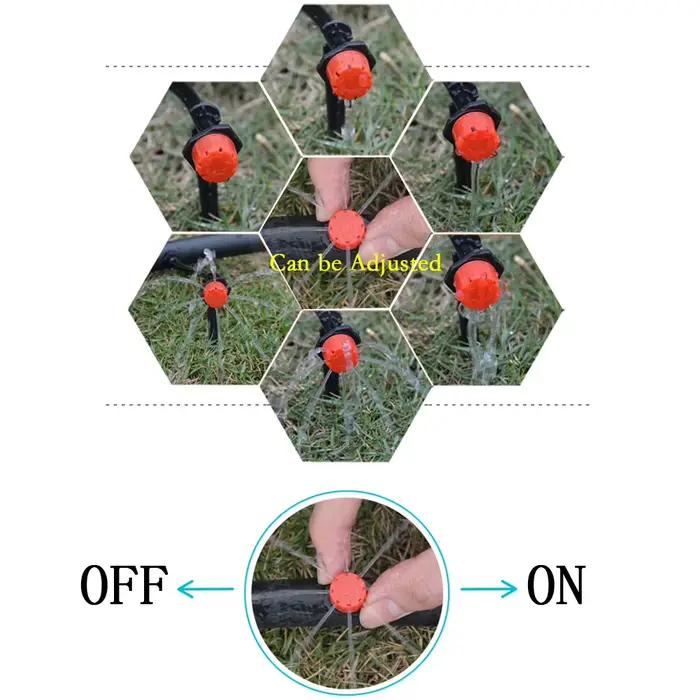 Lot de 100 goutteurs d'irrigation micro-irrigation réglables
