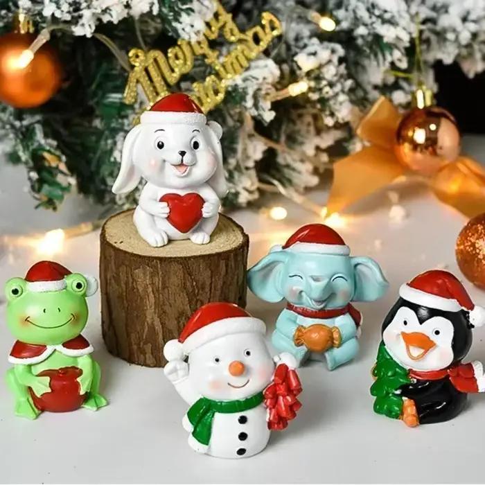 Série de noël artisanat résine Animal fête créative Mini arbre de noël vieille fille enfants mignon cadeau décoration de la maison fournitures décor