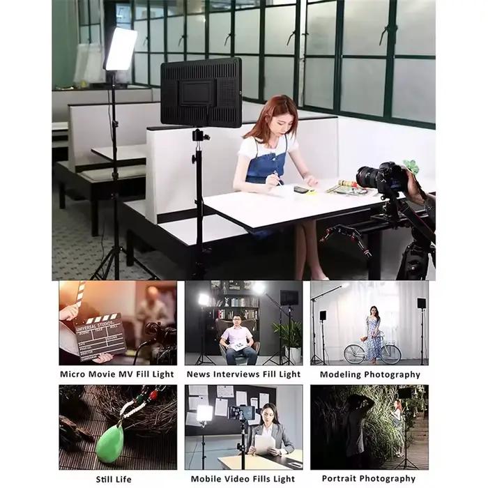 Lampe vidéo LED avec trépied professionnel, télécommande, éclairage de panneau à intensité variable, pour studio photo et photographie en direct