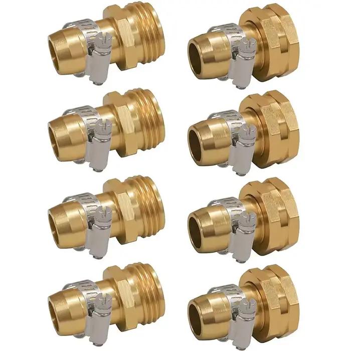 Connecteur de réparation de tuyau d'arrosage avec colliers de serrage