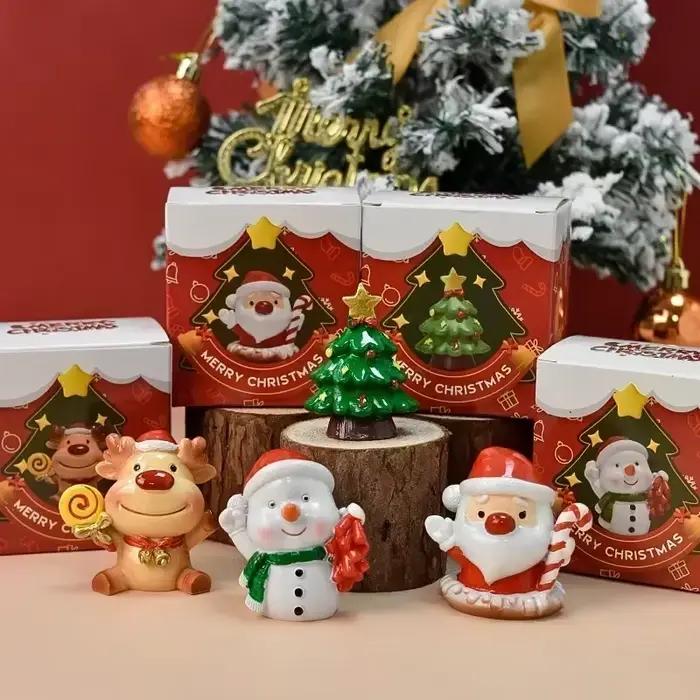 Série de noël artisanat résine Animal fête créative Mini arbre de noël vieille fille enfants mignon cadeau décoration de la maison fournitures décor