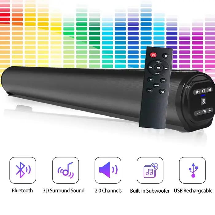 Barre de son Bluetooth 5.3, haut-parleur filaire et sans fil, son surround stéréo, home cinéma, audio avec caisson de basses, radio FM, prise RCA, prise AUX, prise TF