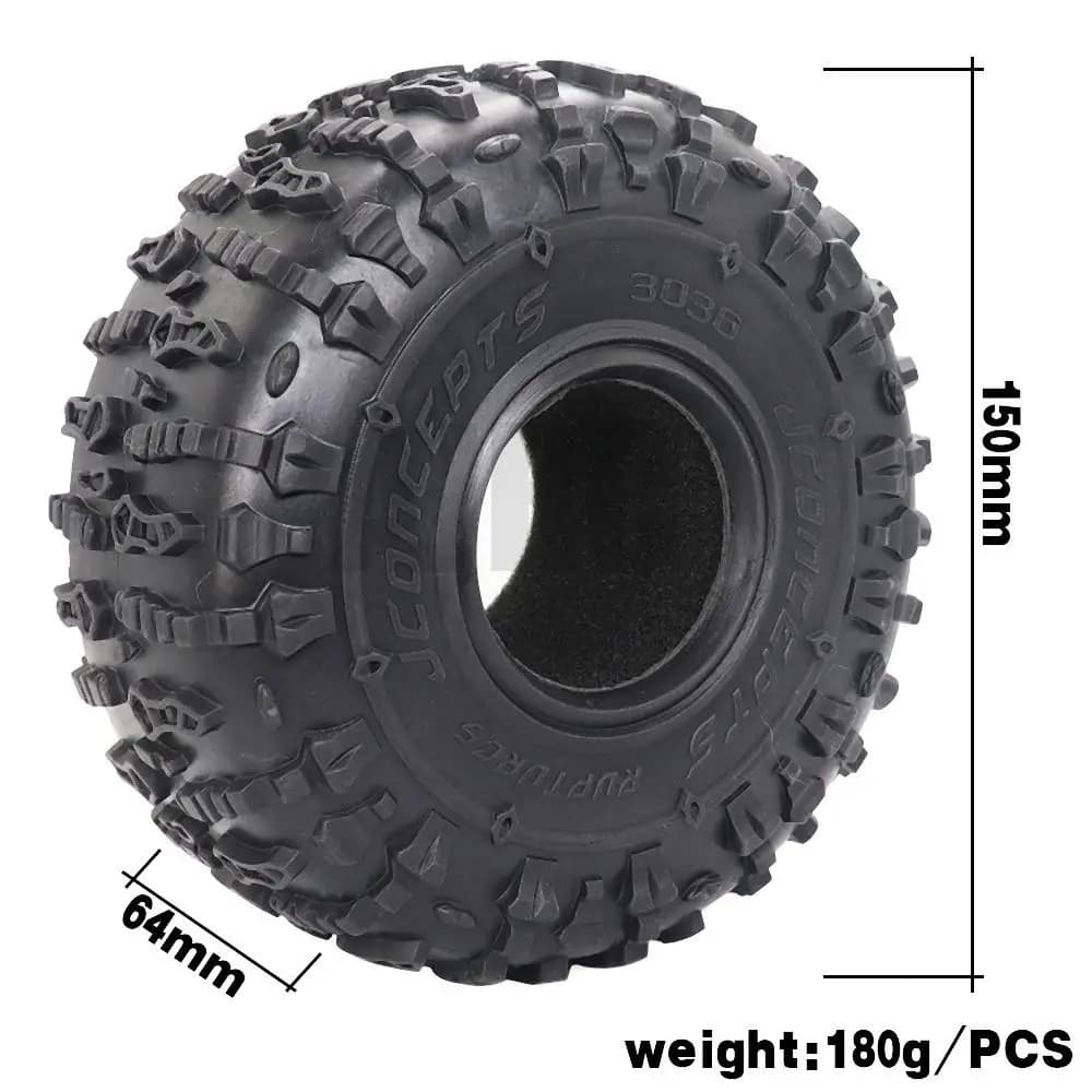 4 pièces 2.2 pouces Jconcepts pneu en caoutchouc 2.2 pneus de roue 150x64mm pour 1/10 Rc chenille Wr