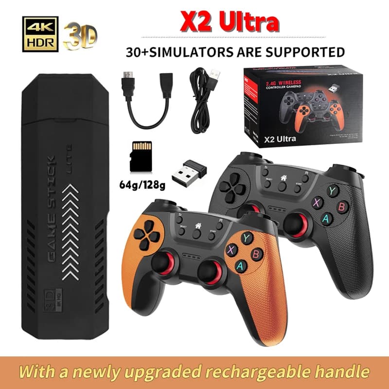 Console de jeu vidéo X2 Pro Ultra TV Game Stick 4K 64G pour jeux rétro PSP, cadeau pour enfants