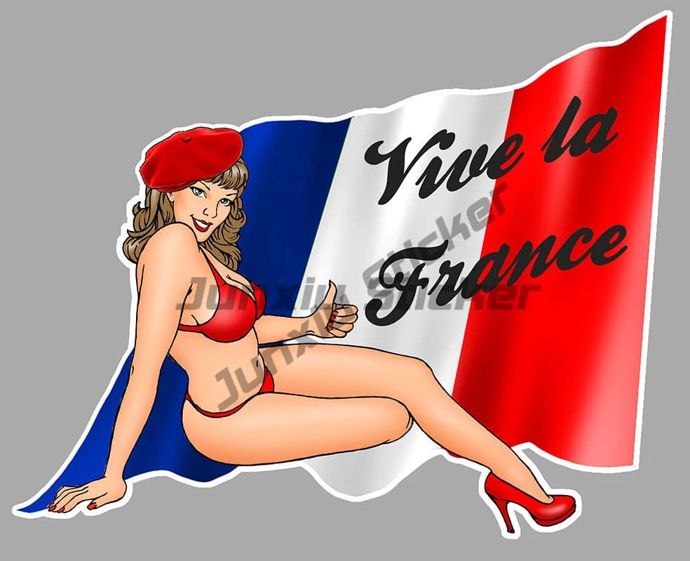 Lorraine Lyon France Pin Up Girl Feel Emblem Vinyl Stickers, Nice Midi-Pyrénées Normandie France Sea