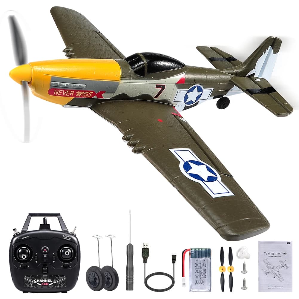 Avion RC P51 Mustang 2.4G Radio EPP mousse 4CH 6 axes 410MM envergure RC chasseur une clé voltige RT