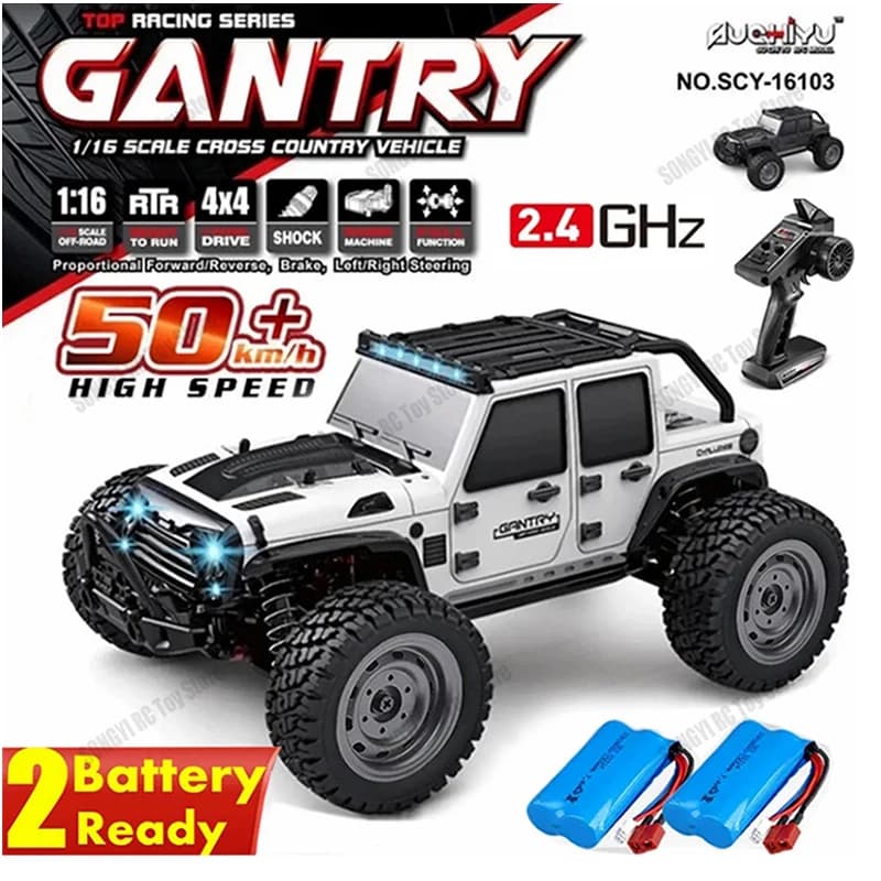 Voitures Rc 50 ou 80 KM/H 1/16, route hors dérive 4WD avec LED 2.4G, camion monstre télécommandé éta