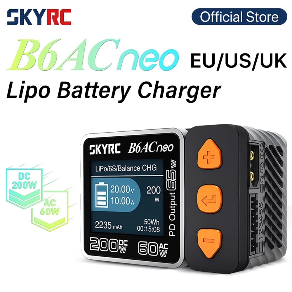 SKYRC B6ACneo chargeur DC 200W AC 60W 10A Balance chargeur déchargeur numérique LiPo LiFe LiIon LiHV
