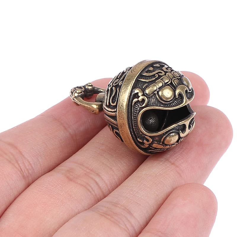 Cloche artisanale en laiton porte-bonheur, clé de cloche tombante, bouton de voiture, cloche à vent,