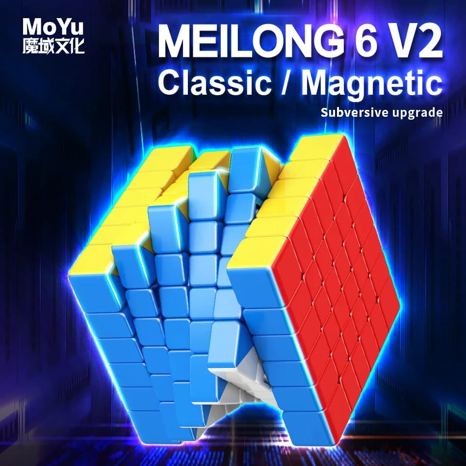 MOYU Meilong 6x6 V2 Cube de vitesse magique magnétique sans colle professionnel Meilong 6M Fidget jo