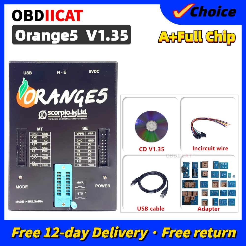 Dispositif de pigments professionnel Orange 5 avec adaptateur complet, programmeur automatique OBD2,