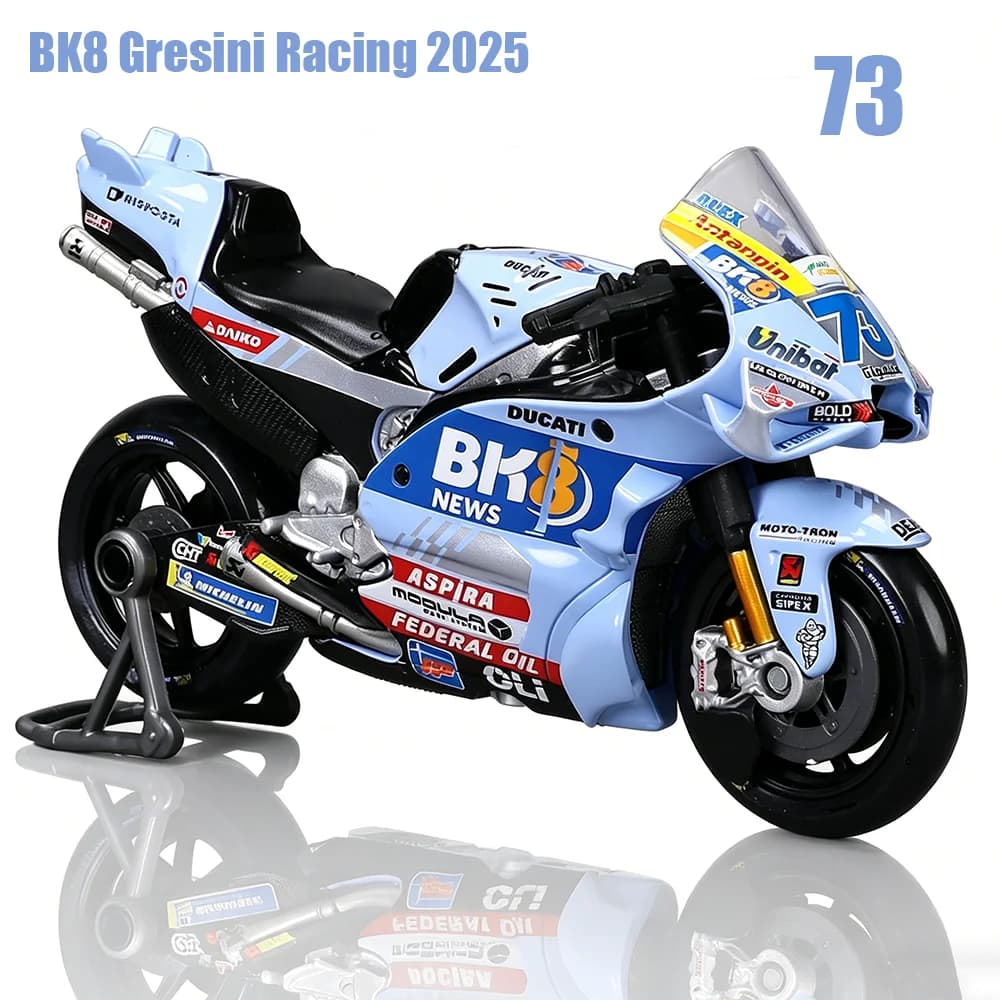 Maisto 1:18 2025 BK8 Gresini Racing Ducati Lenovo Team Moto GP, modèle de moto en métal moulé sous p