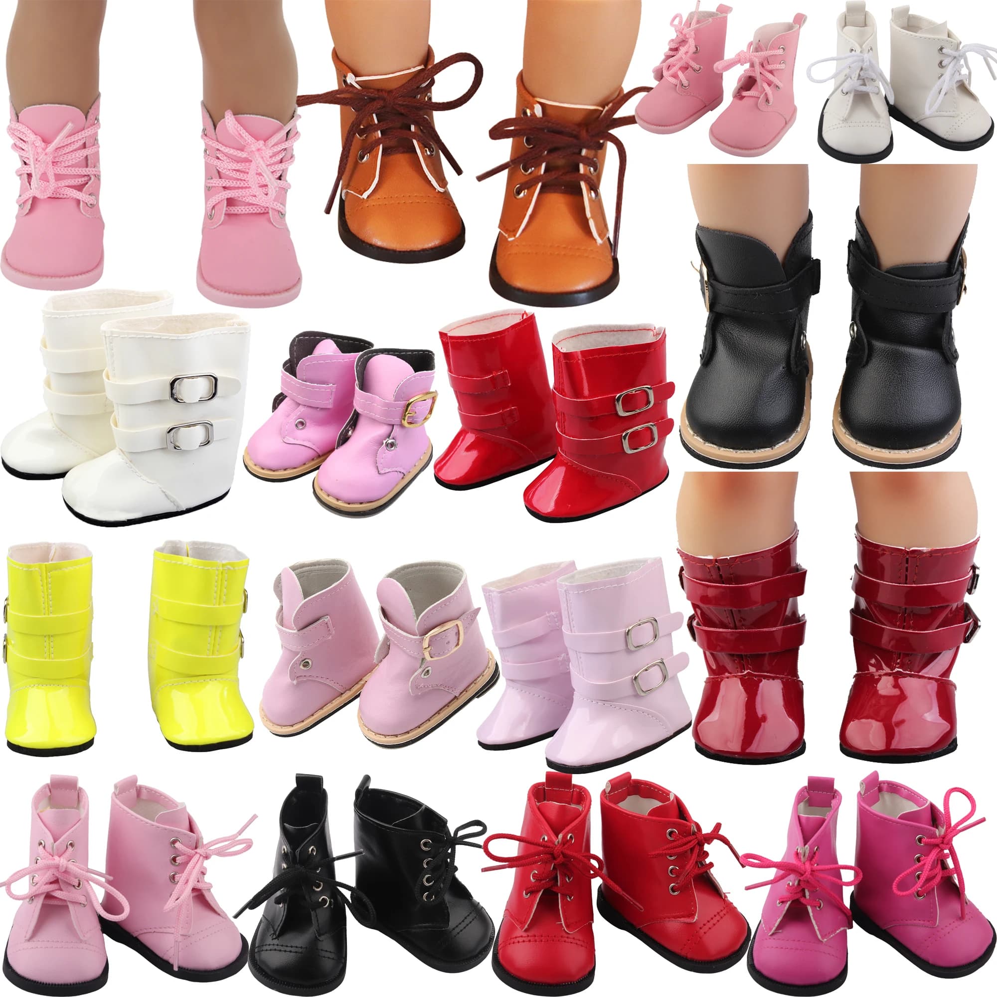 Bottes en cuir de 7cm, chaussures de poupée, vêtements, accessoires pour poupée bébé né de 43cm, fil