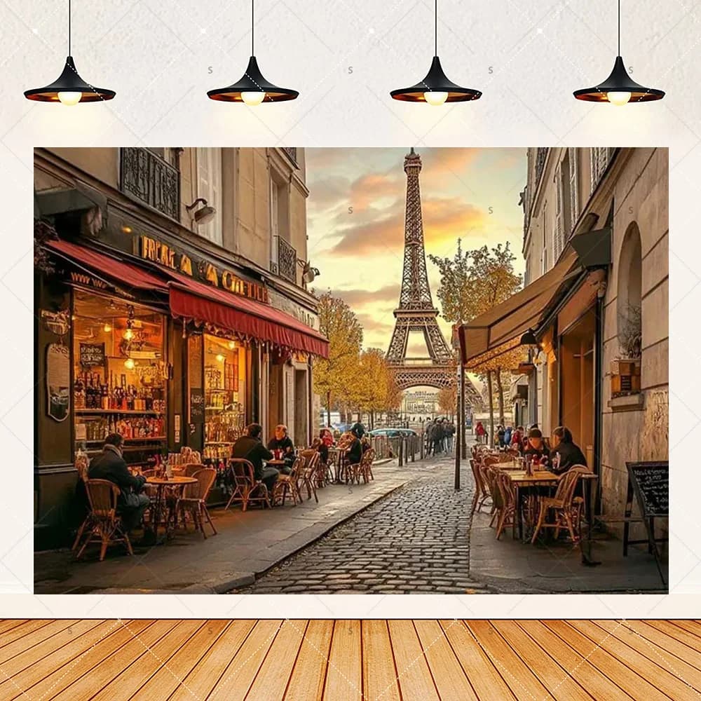 Décor de café parisien, photographie de style parisien ‌   Fournitures de décoration pour fête d'ann