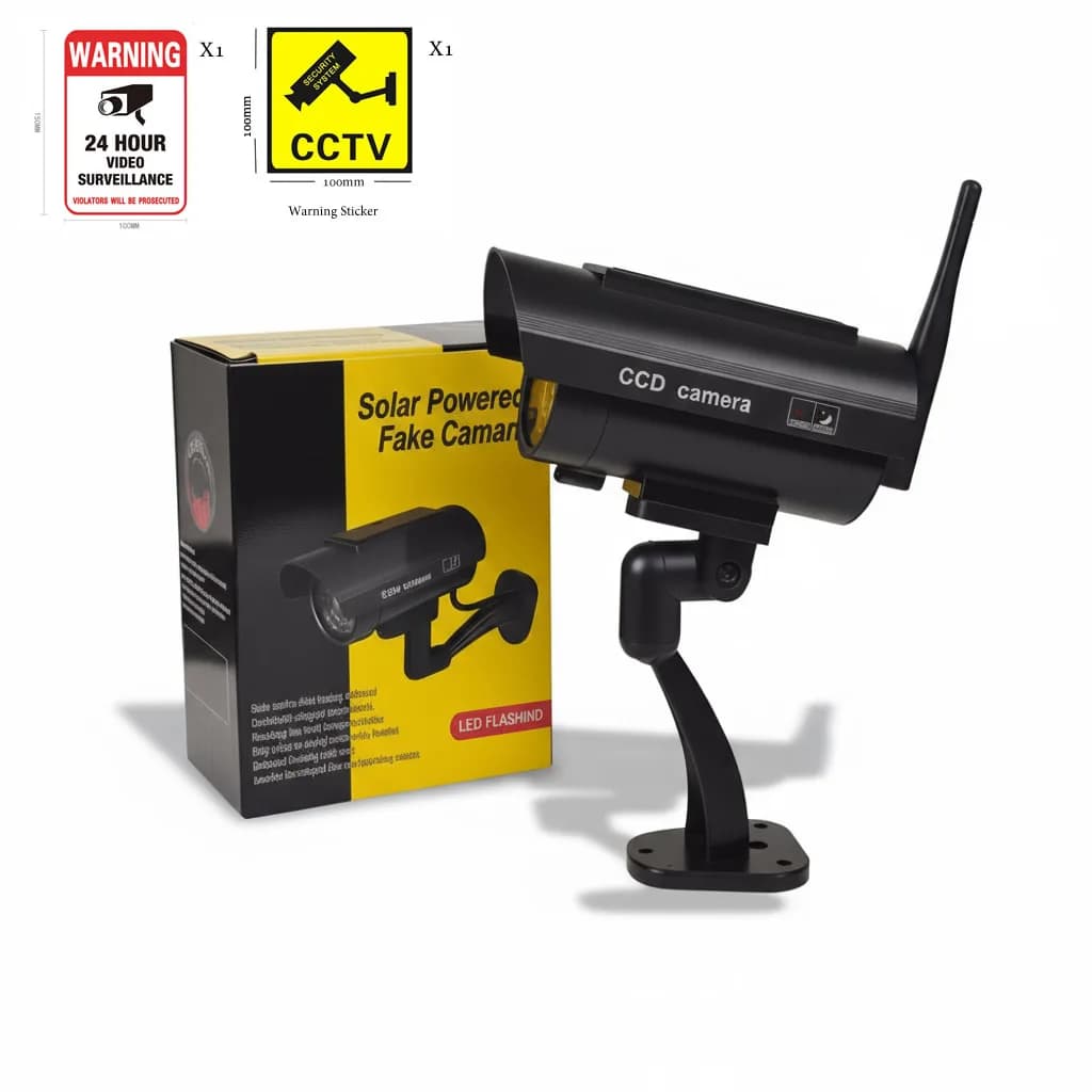 Caméra factice avec antenne, fausse caméra étanche à énergie solaire, Led rouge clignotante, système
