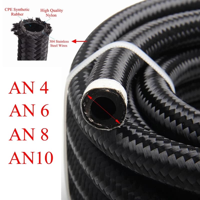 Tuyau de carburant AN4 AN6 AN8 AN10 de 1M/3M/5M/6M, tuyau de refroidissement d'huile et de gaz, tube
