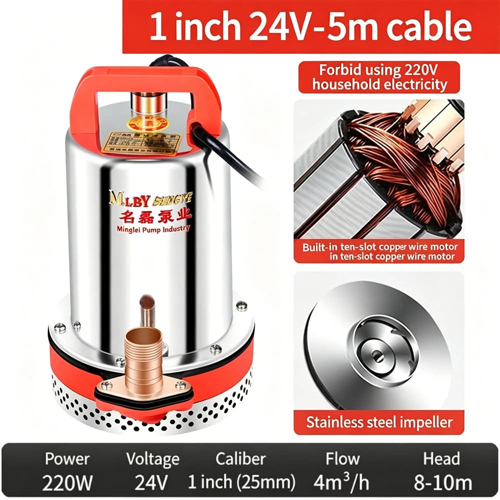 Pompes submersibles 12V/24V/36V/48V DC, petites pompes à eau électriques pour véhicules, adaptées à 