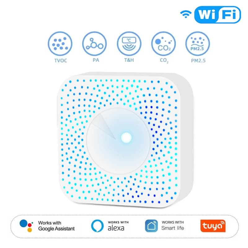Tuya ZigBee/WiFi détecteur de qualité de l'air PM2.5 formaldéhyde cov CO2 température humidité 6in1 