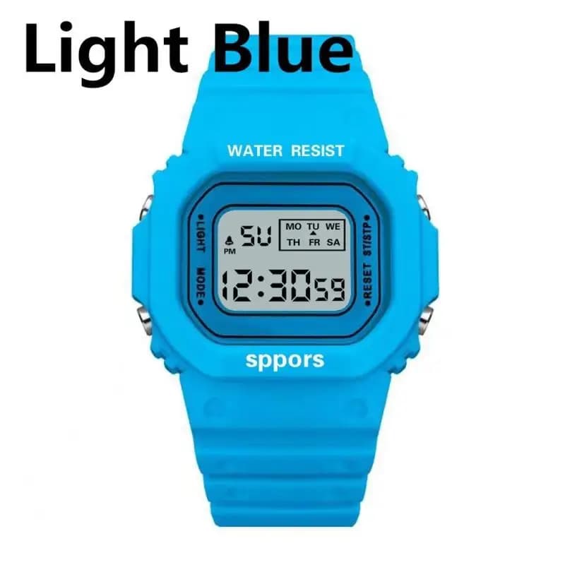 Montre de sport LED pour garçons et filles, étudiant électronique carré numérique étanche, horloge e